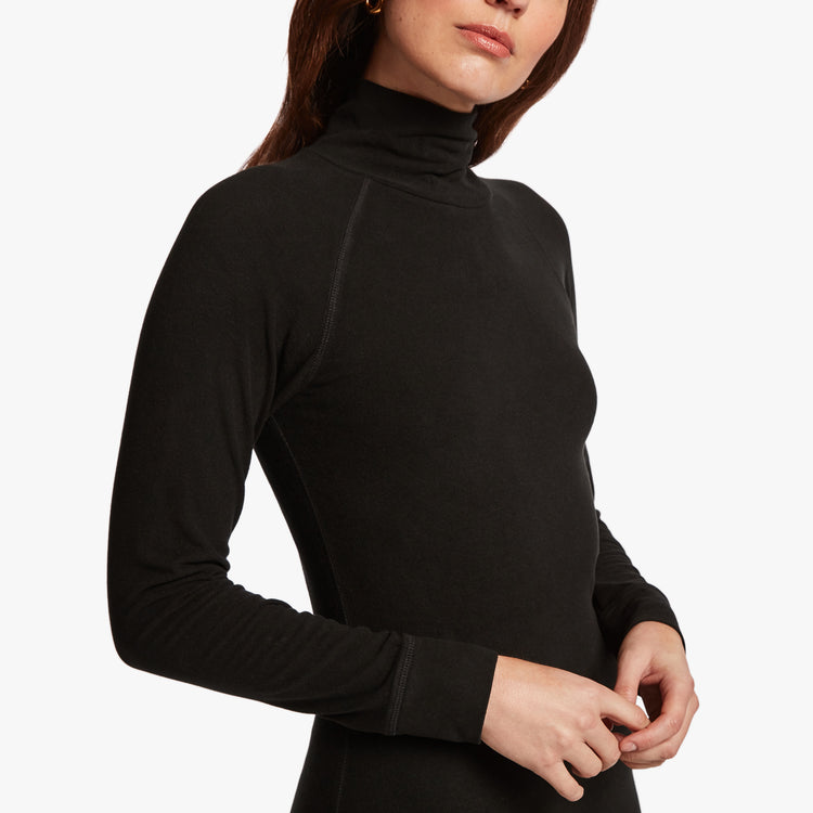 Micro Sueded Turtleneck Dress In Black | James Perse Los Angeles