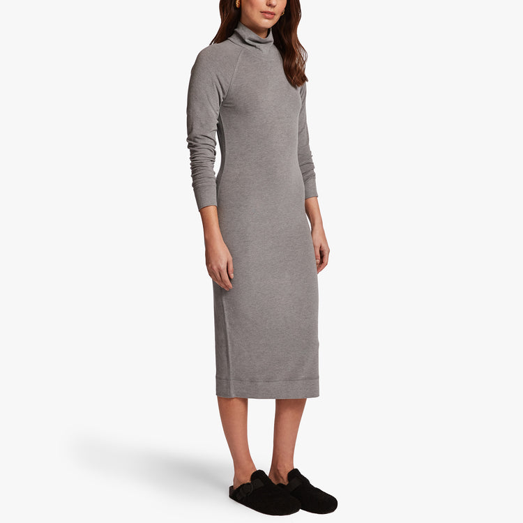 Micro Sueded Turtleneck Dress In Heather Grey | James Perse Los Angeles