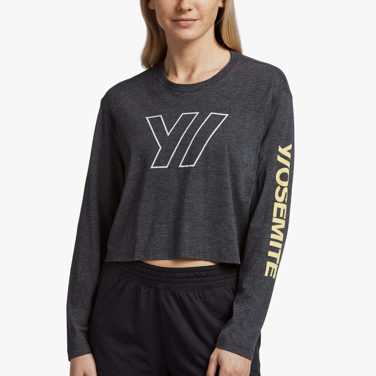 Y/OSEMITE Tech Jersey Cropped Tee In Black | James Perse Los Angeles