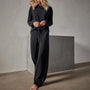 Recycled Cashmere Wide Leg Pant in Black | James Perse Los Angeles