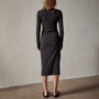 deep v front ruched dress black wrbj6724 | James Perse Los Angeles 