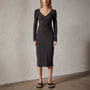 deep v front ruched dress black wrbj6724 | James Perse Los Angeles 