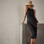 High Neck Crepe Matte Jersey Dress in Black | James Perse Los Angeles 