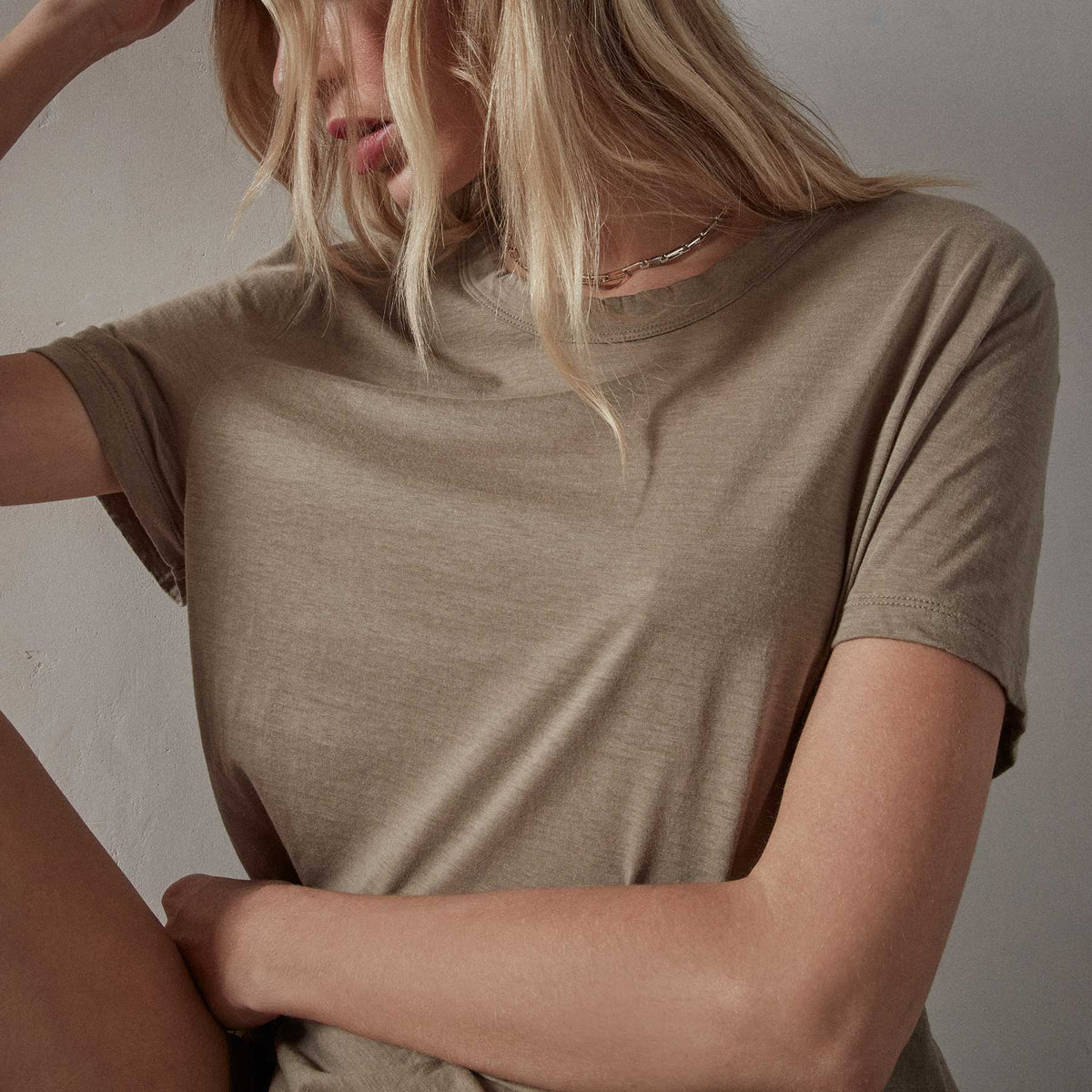 Recycled Lotus Jersey Knit Tee - Fawn | James Perse Los Angeles