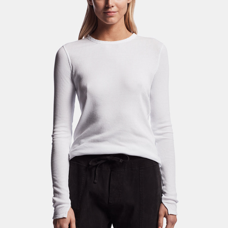 Technical Jersey Ribbed Tee In White | James Perse Los Angeles