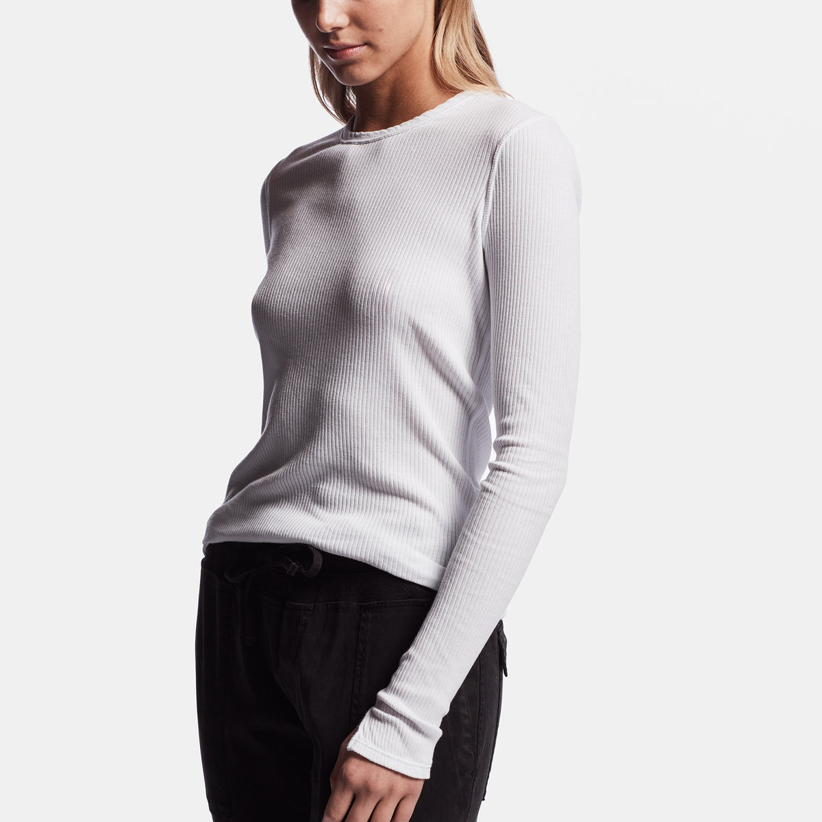 Technical Jersey Ribbed Tee In White | James Perse Los Angeles