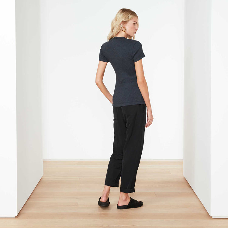 Technical Jersey Ribbed Slim Fit Tee In Blue Black | James Perse Los Angeles