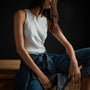 Clean Cut Away Ribbed Tank in White | James Perse Los Angeles