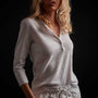 3/4 Sleeve Thermal Knit Henley in White | James Perse Los Angeles
