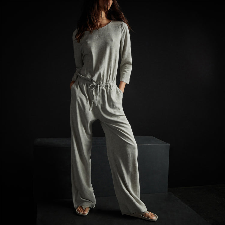 Back Keyhole Jumpsuit in Grey Melange | James Perse Los Angeles