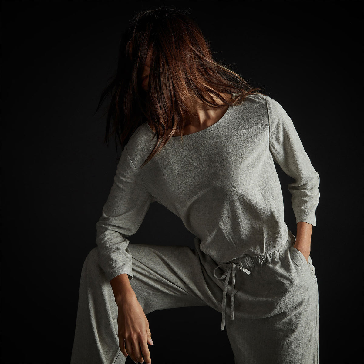 Back Keyhole Jumpsuit in Grey Melange | James Perse Los Angeles