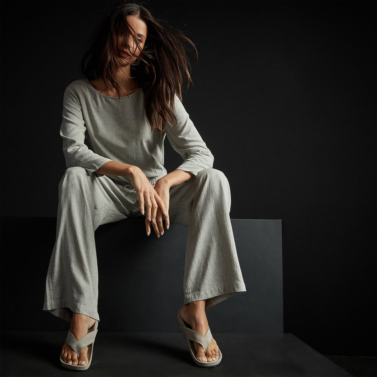 Back Keyhole Jumpsuit in Grey Melange | James Perse Los Angeles