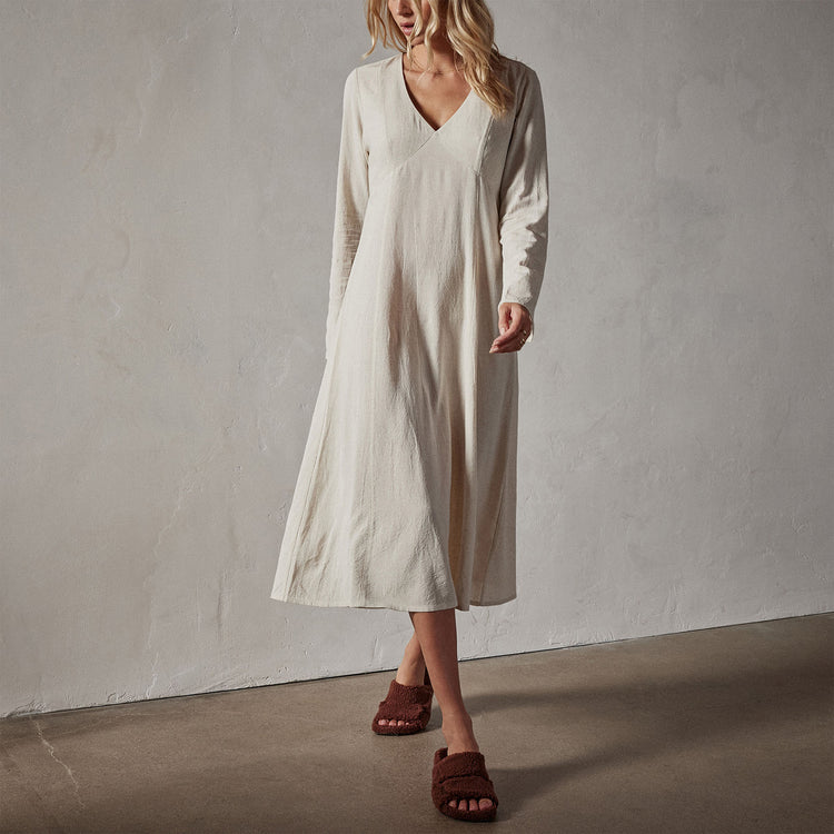 Viscose Seamed Contour Dress in Natural | James Perse Los Angeles