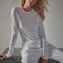 Sheer Slub Long Sleeve Crew - White | James Perse Los Angeles