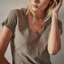 Sheer Slub Casual V Neck in Ammo | James Perse Los Angeles
