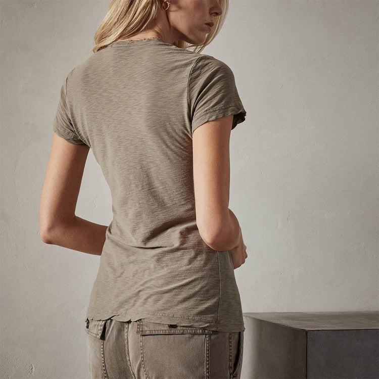 Sheer Slub Casual V Neck in Ammo | James Perse Los Angeles