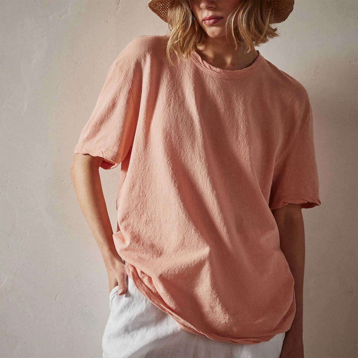 Crepe Jersey Overiszed Short Sleeve Crew in Spritz Pigment | James Perse Los Angeles 