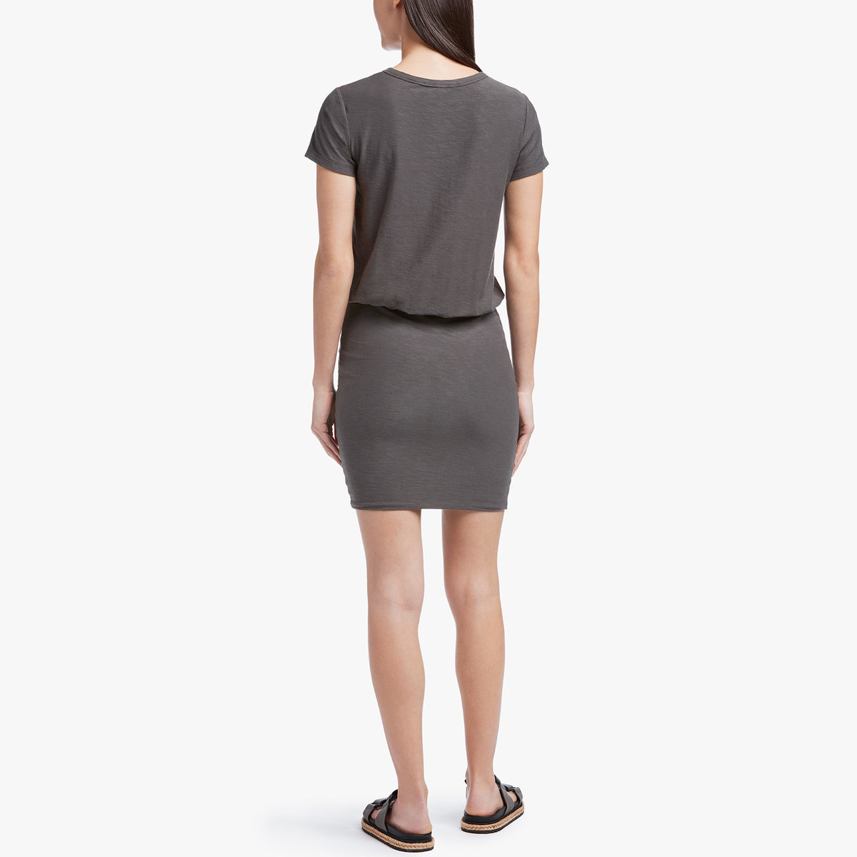 Stretch Jersey Blouson T Shirt Dress In Charcoal | James Perse Los Angeles