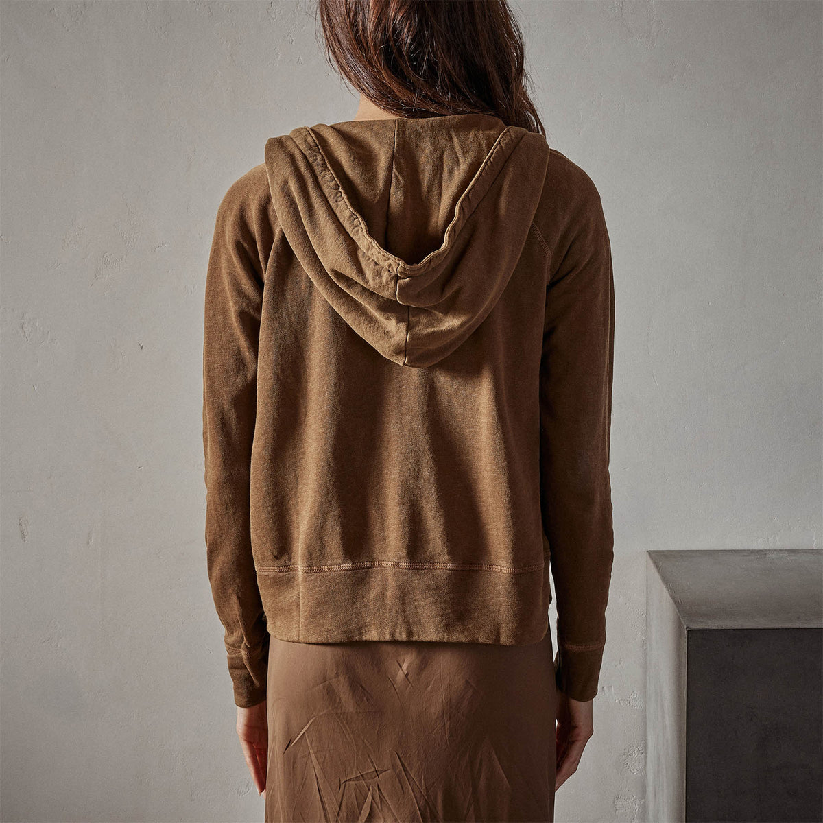 Vintage French Terry Zip Up Hoody in Acorn Pigment | James Perse Los Angeles