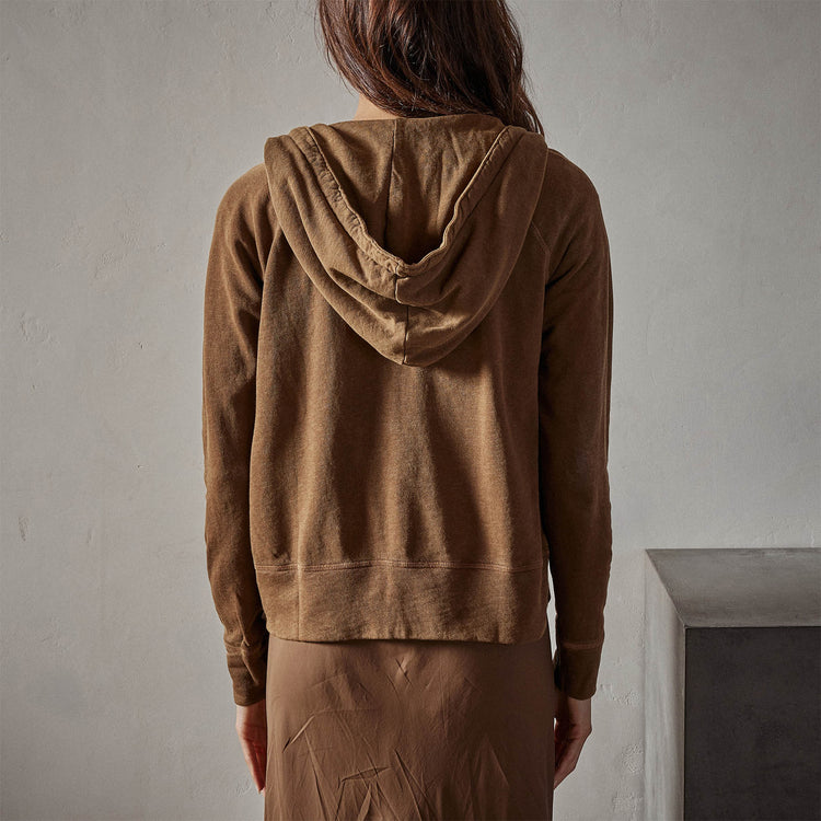Vintage French Terry Zip Up Hoody in Acorn Pigment | James Perse Los Angeles