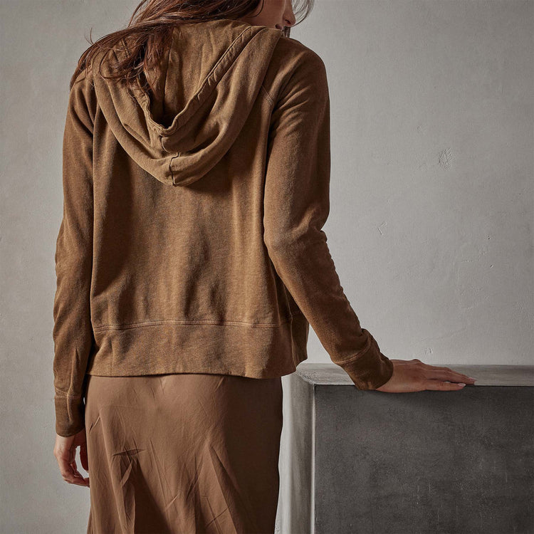 Vintage French Terry Zip Up Hoody in Acorn Pigment | James Perse Los Angeles