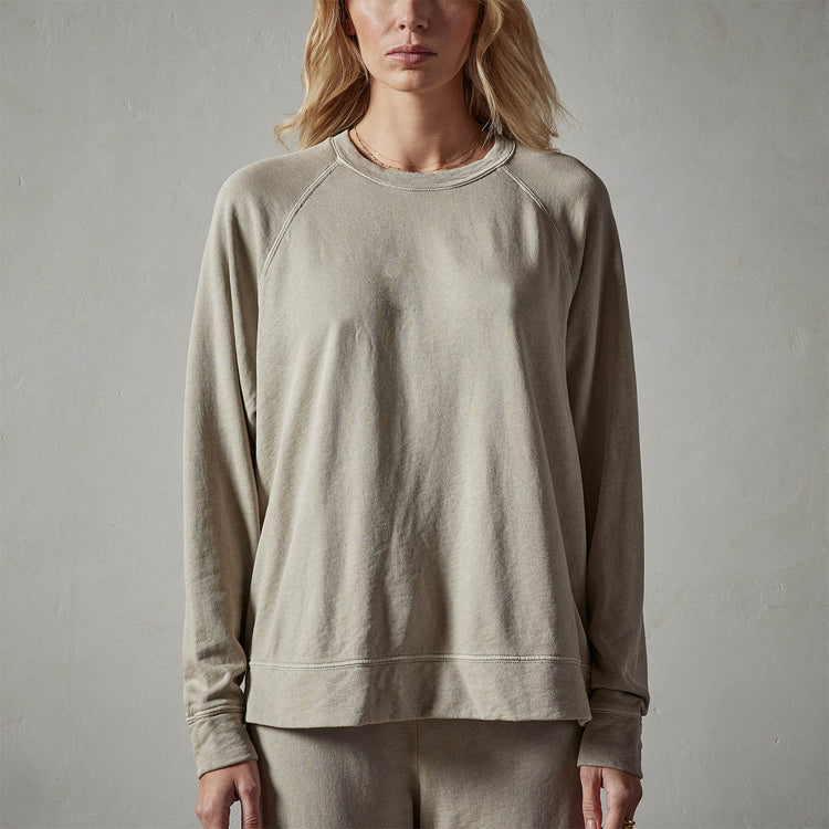 Vintage French Terry Relaxed Sweatshirt in String Pigment | James Perse Los Angeles