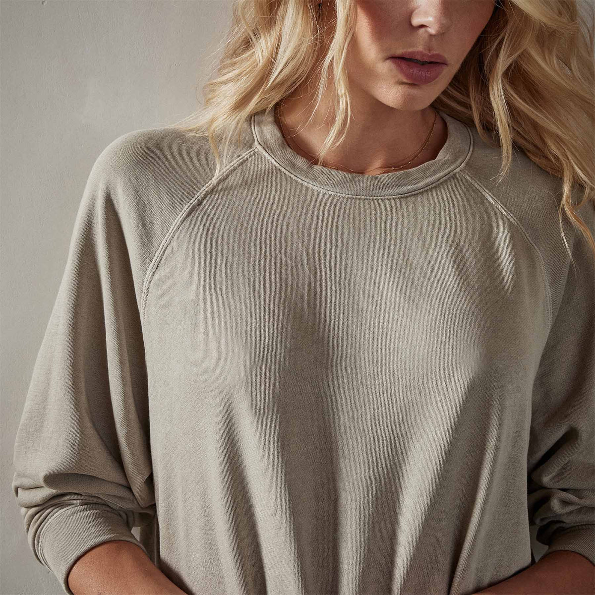 Vintage French Terry Relaxed Sweatshirt in String Pigment | James Perse Los Angeles