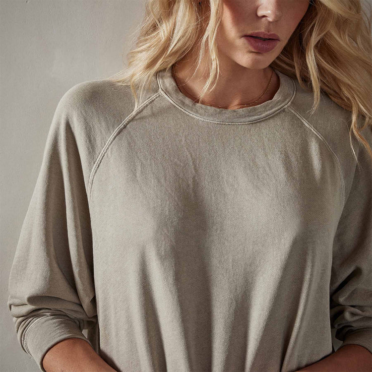 Vintage French Terry Relaxed Sweatshirt in String Pigment | James Perse Los Angeles