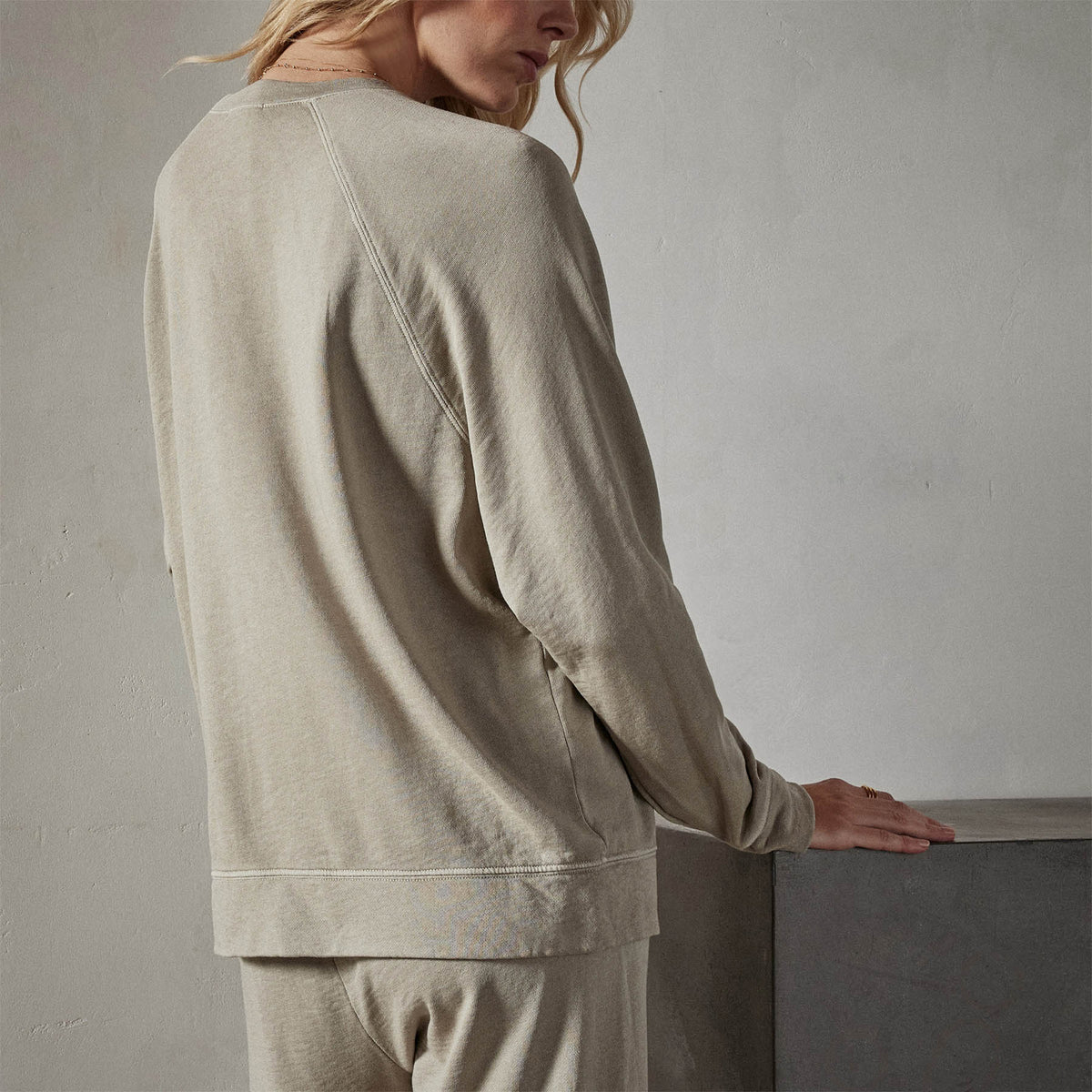 Vintage French Terry Relaxed Sweatshirt in String Pigment | James Perse Los Angeles