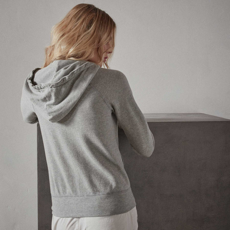 Vintage French Terry Zip Up Hoody - Heather Grey | James Perse Los Angeles