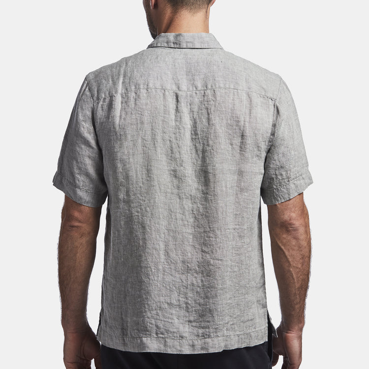 Short Sleeve Linen Shirt In Charcoal | James Perse Los Angeles