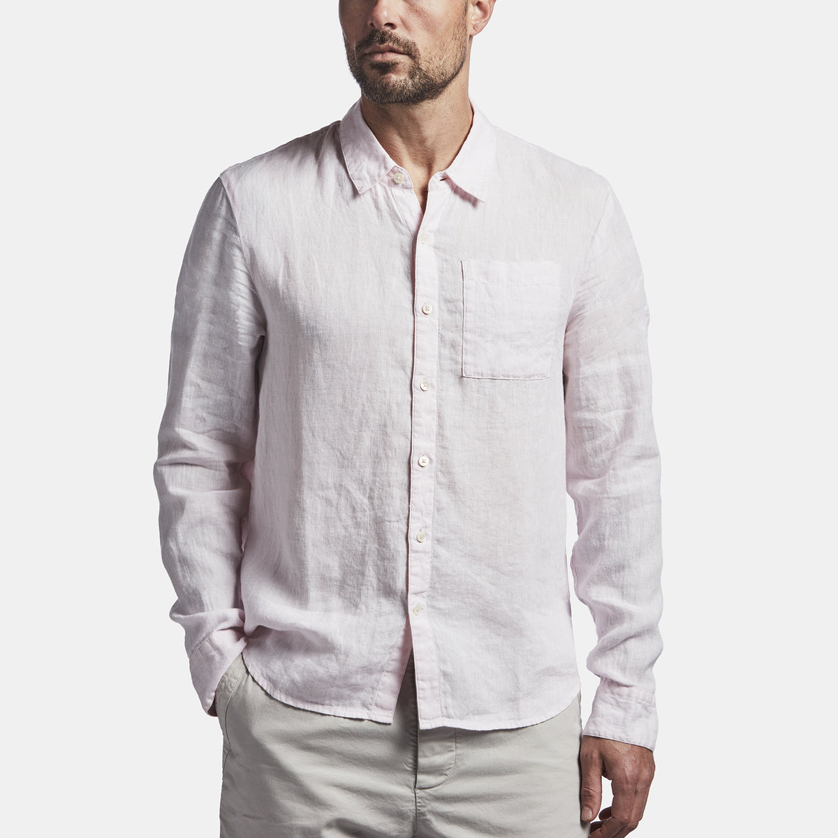 Long Sleeve Linen Pocket Shirt  In Rosie | James Perse Los Angeles
