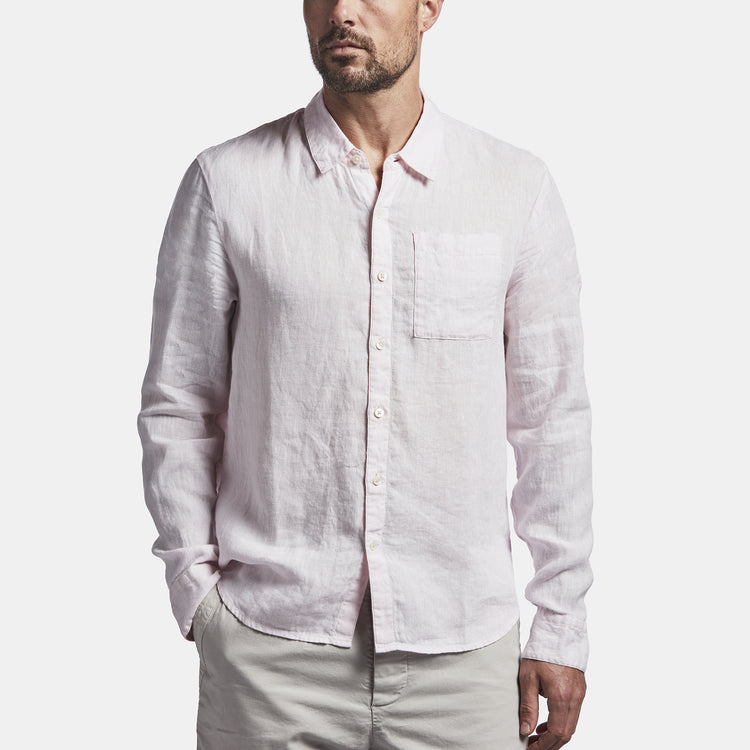 Long Sleeve Linen Pocket Shirt  In Rosie | James Perse Los Angeles