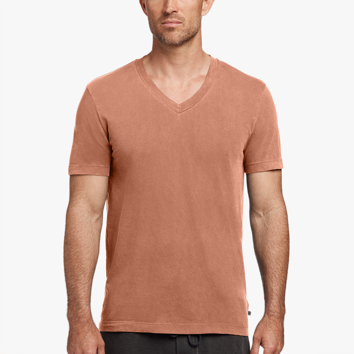 Short Sleeve V Neck in Orange Pigment | James Perse Los Angeles
