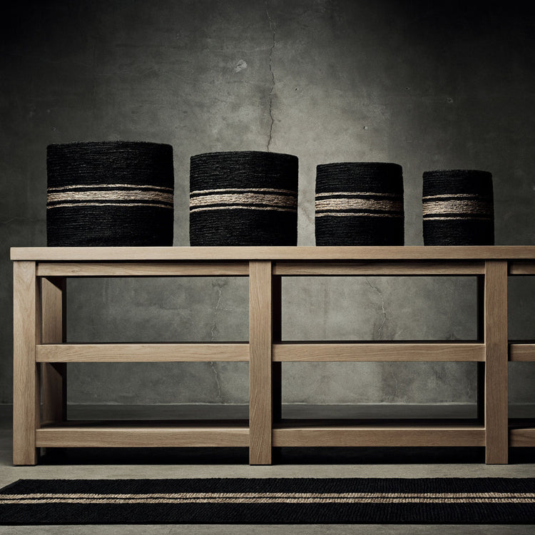 Extra Large Jute Basket In Charcoal/Natural Stripe | James Perse Los Angeles